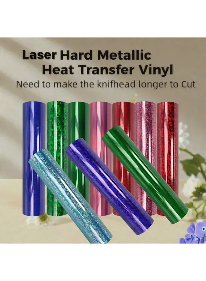 Red Blue Green Laser Hard Metallic Heat Transfer Vinyl 9.8INx5FT Durable Vibrant DIY Crafts - Image 1